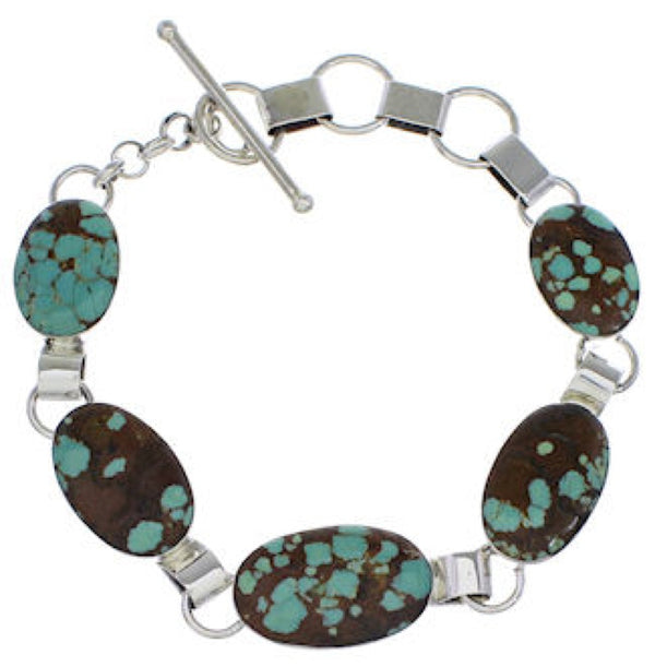 Turquoise Genuine Sterling Silver Southwest Link Bracelet EX23973